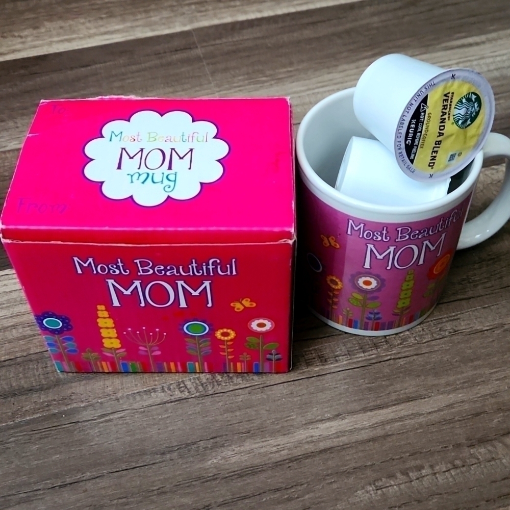 NEW! Most Beautiful Mom Coffee Mug with Starbucks Coffee  Mothers Day Gift